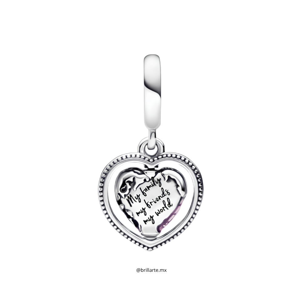 Charm corazón mundo giratorio