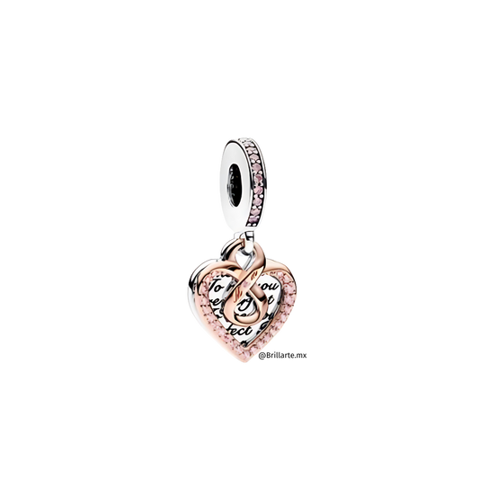Charm colgante doble corazón Mom
