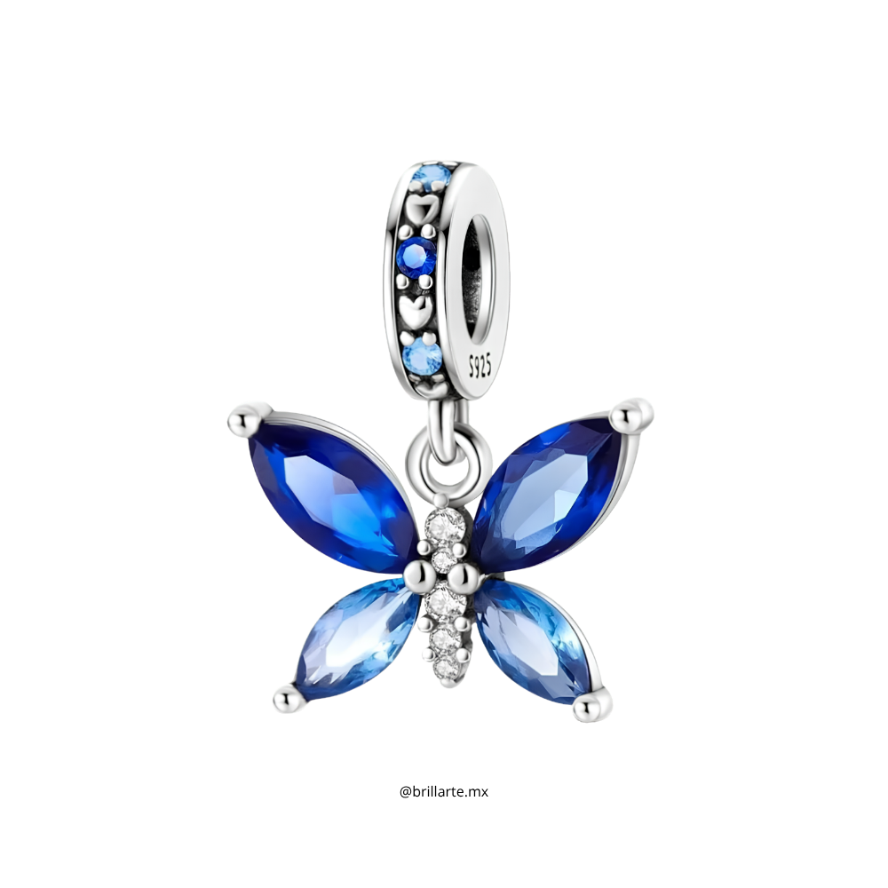 Charm mariposa azul brillante