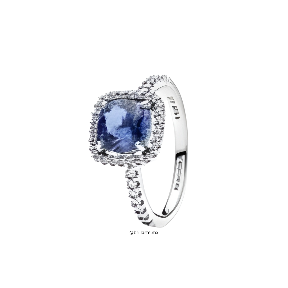 Anillo cuadrado azul