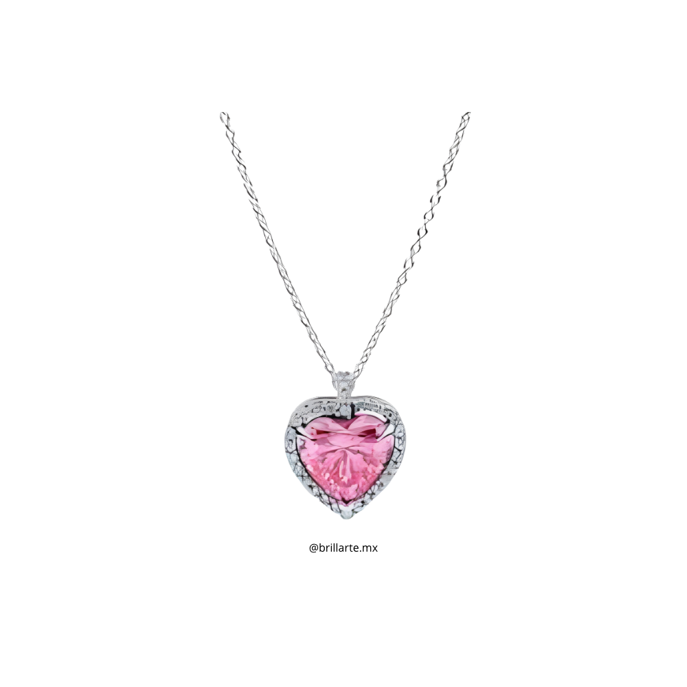 Collar halo corazón rosa