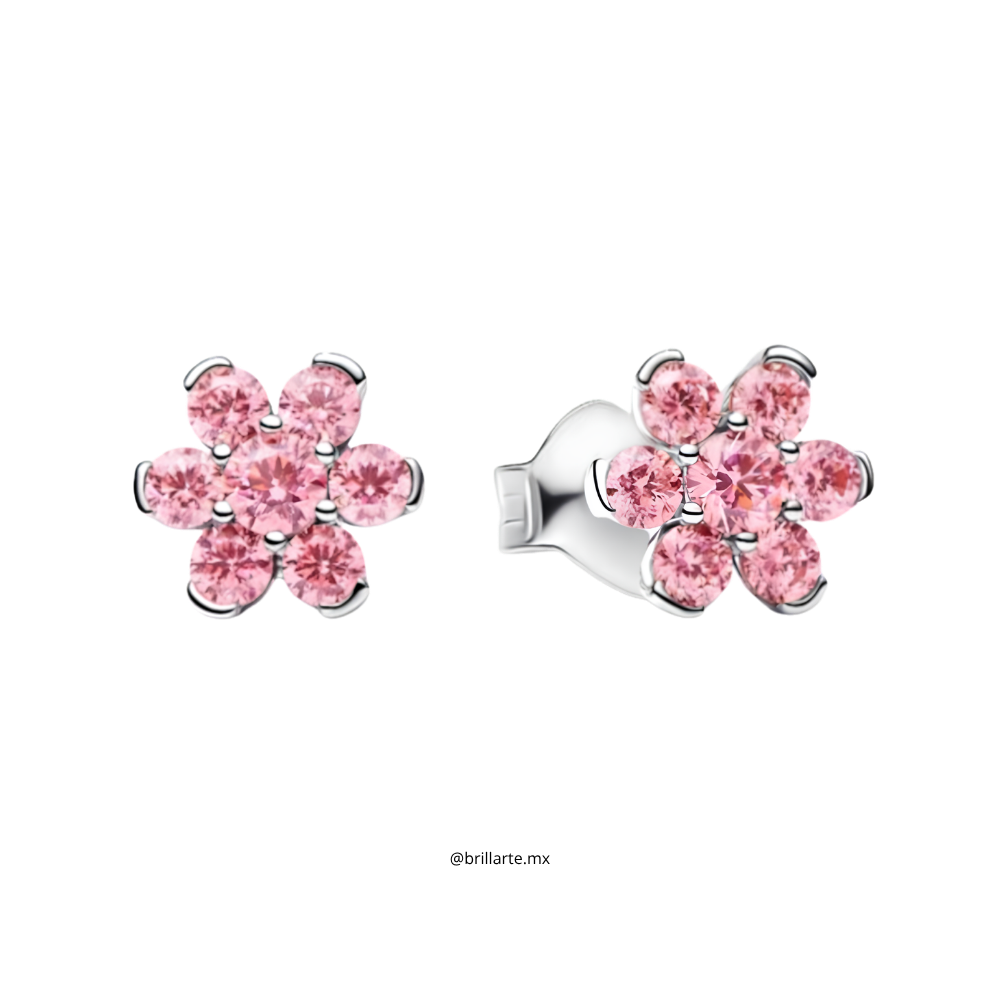 Aretes flor rosa