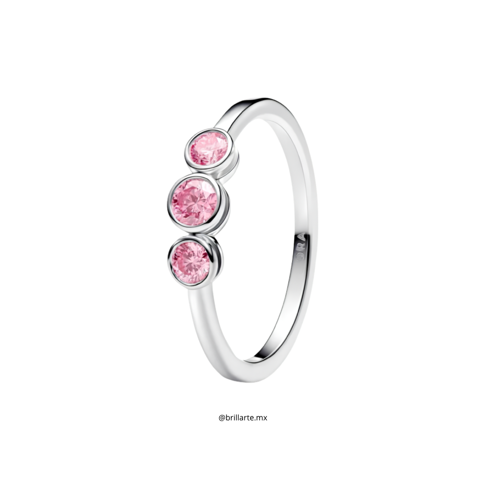 Anillo triple gema rosa