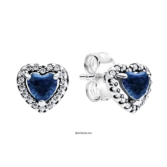 Aretes corazón azul marino