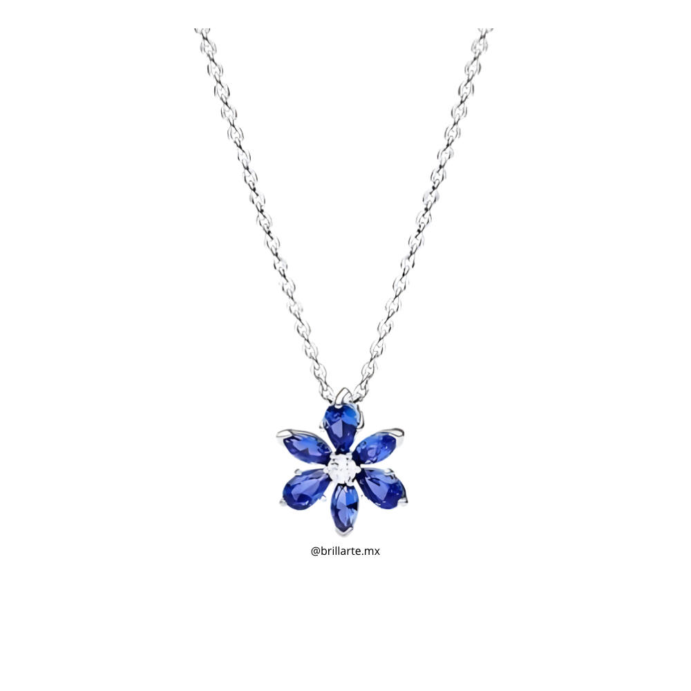 Collar flor azul