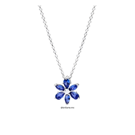 Collar flor azul