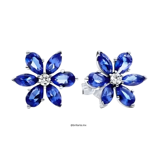 Aretes flor azul