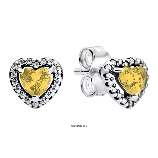 Aretes corazón amarillo