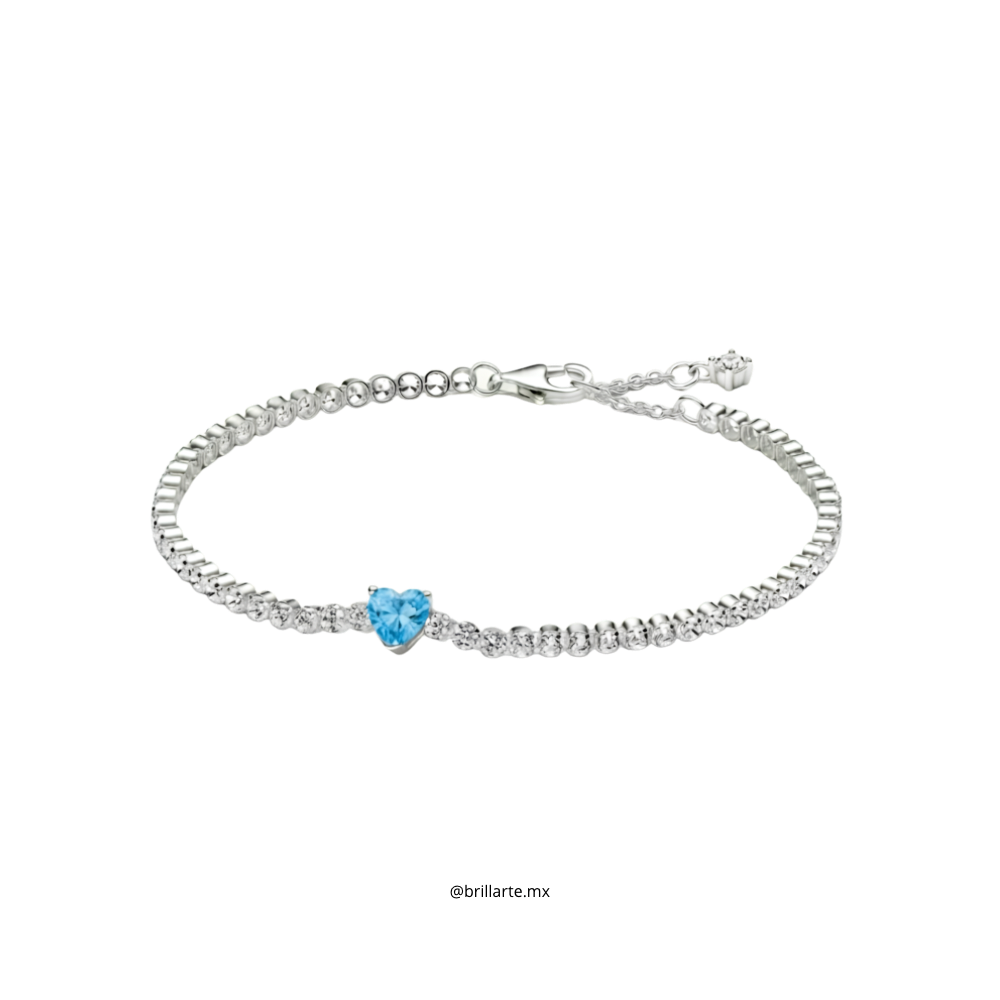 Brazalete de tenis corazón azul