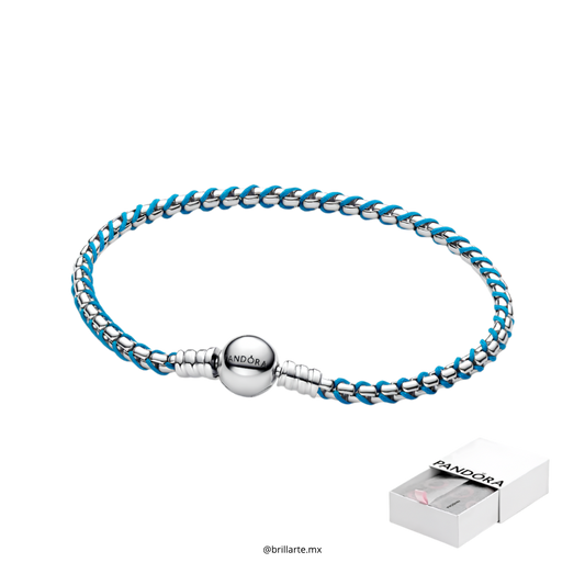 Brazalete de cadena tipo caja con cordón azul