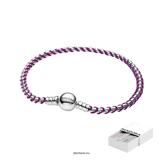 Brazalete de cadena tipo caja de cordón púrpura