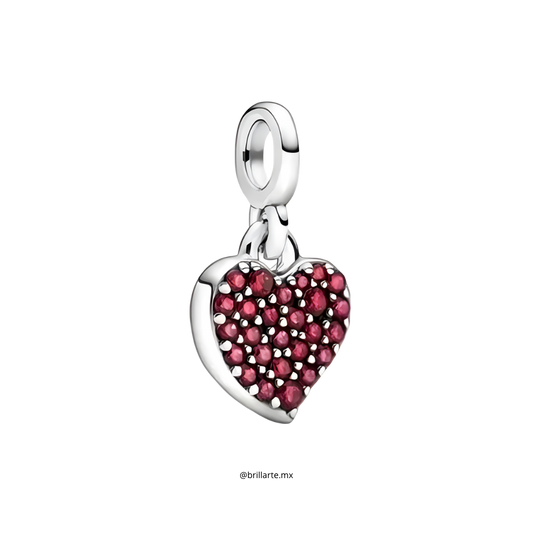Charm Corazón brillos rojos