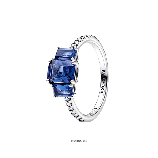 Anillo triple cuadrado azul