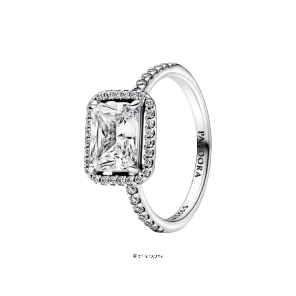 Anillo Halo rectangular
