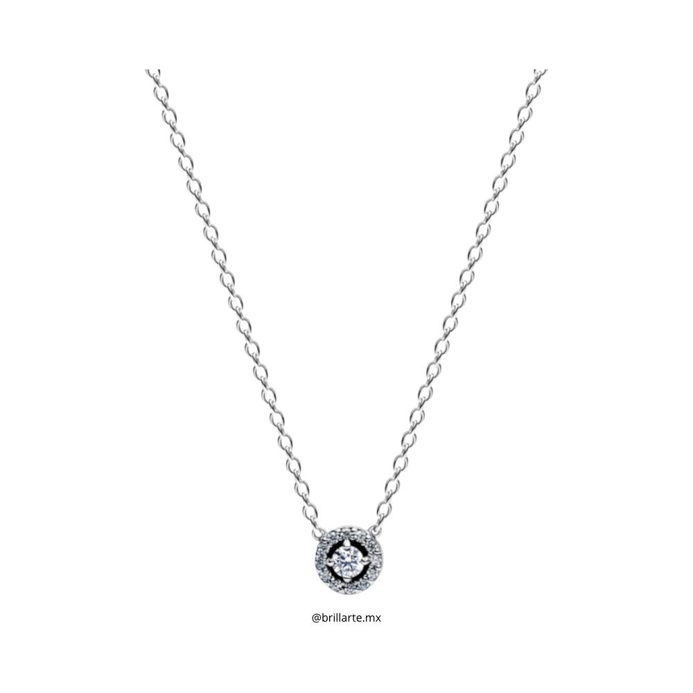 Collar con colgante Halo redondo en pavé