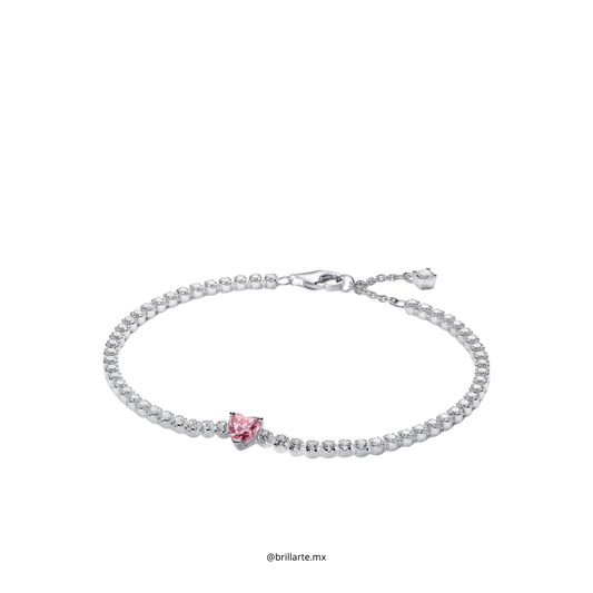 Brazalete de tenis corazón rosa