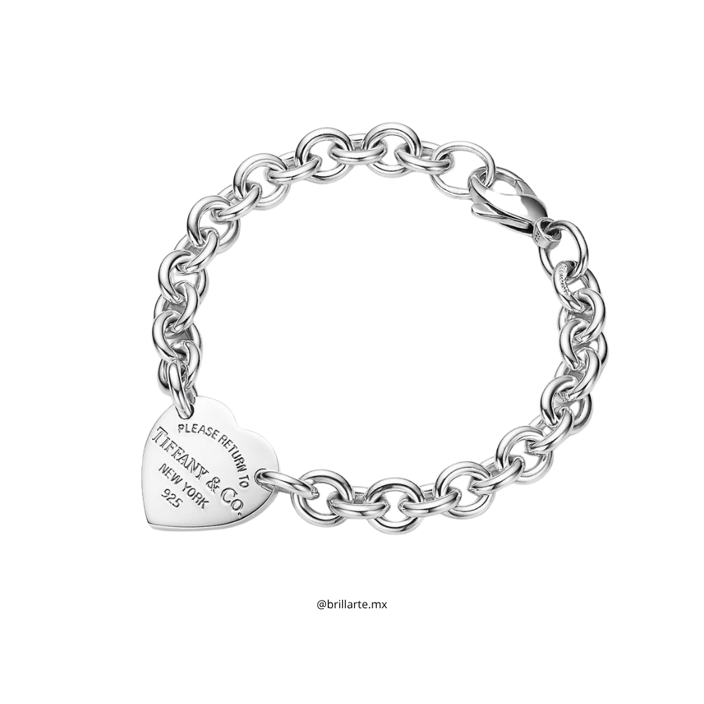 Brazalete con placa mediana corazón Tiffany