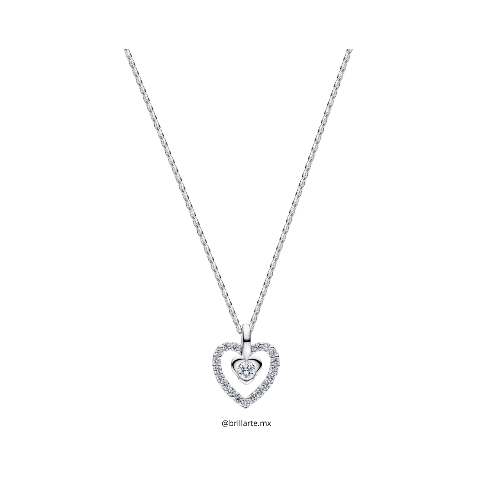 Collar corazón doble pave