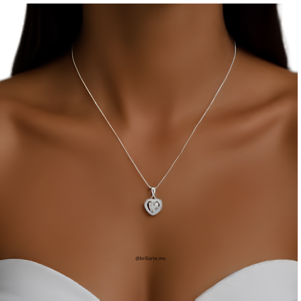 Collar corazón doble pave