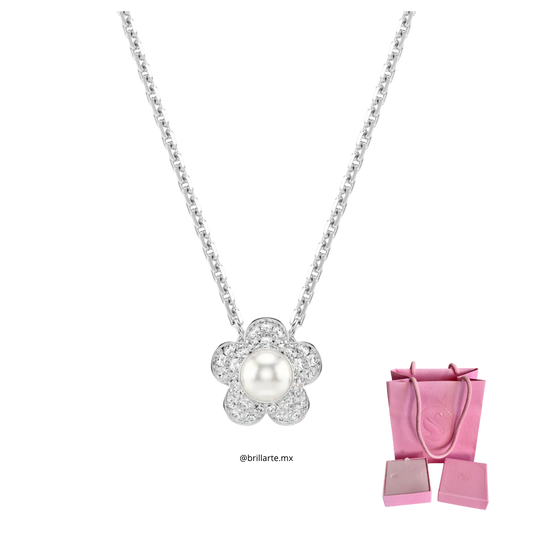 Collar Swarovski de flor con perla