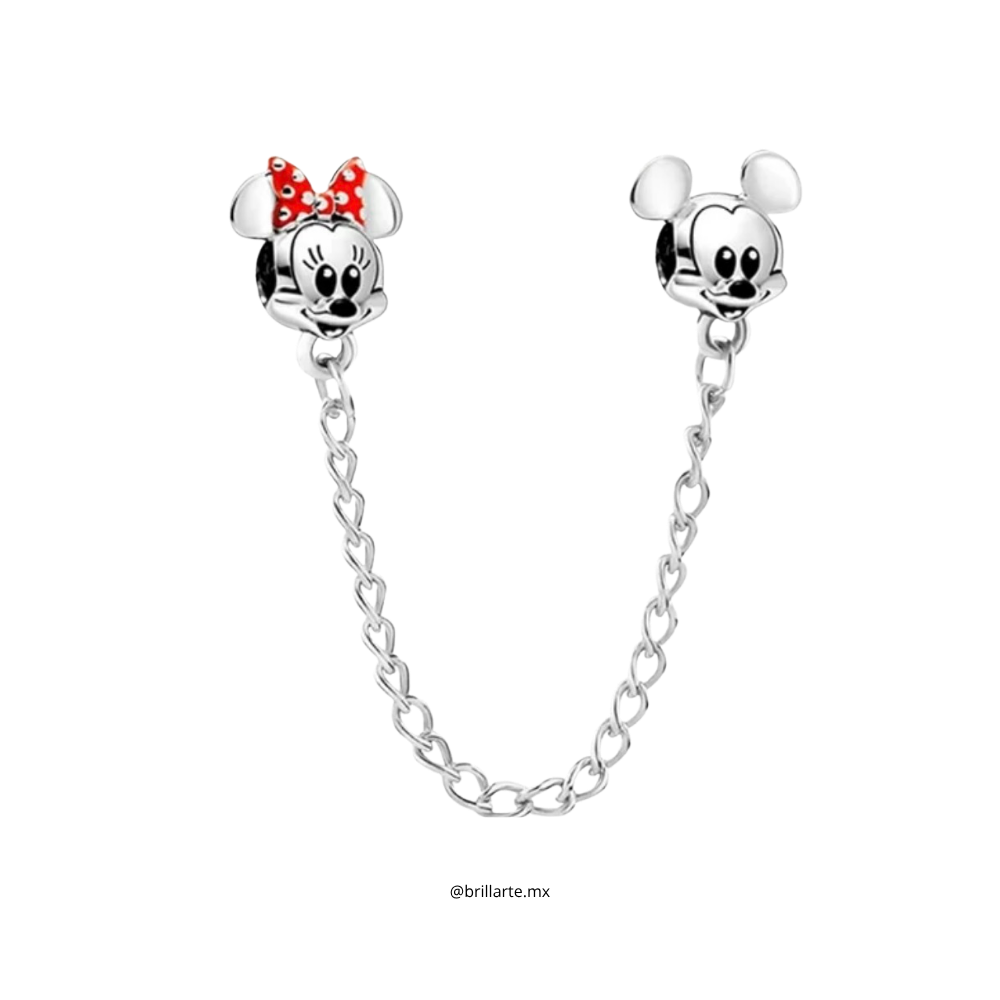 Cadena de seguridad Minnie roja y Mickey