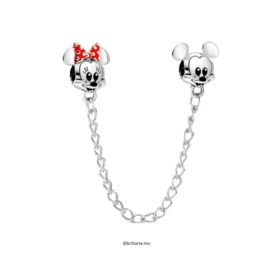 Cadena de seguridad Minnie roja y Mickey