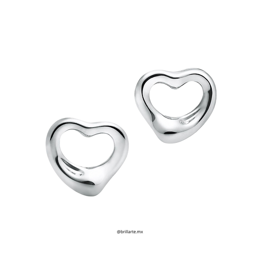 Aretes de broche open Heart