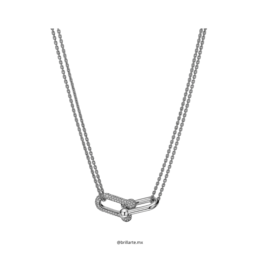 Collar eslabones dobles con brillos Tiffany