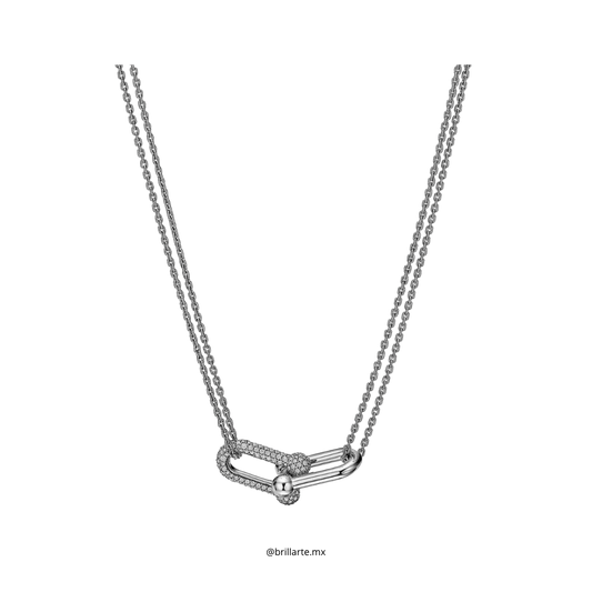 Collar eslabones dobles con brillos Tiffany
