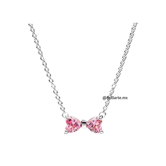 Collar moño rosa