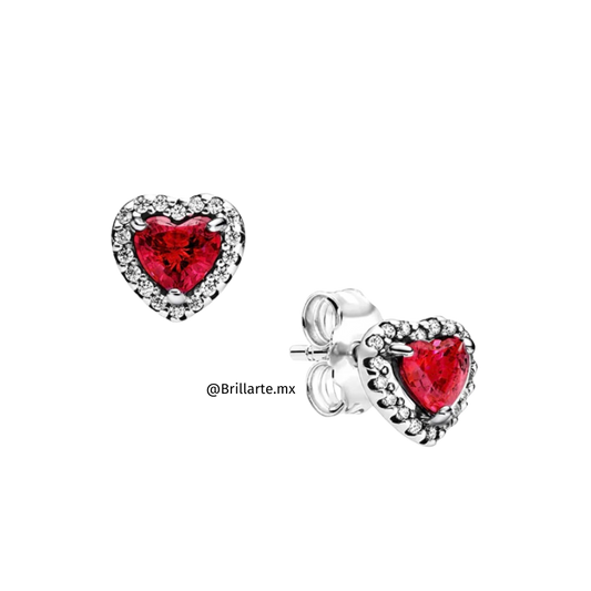 Aretes corazón rojo