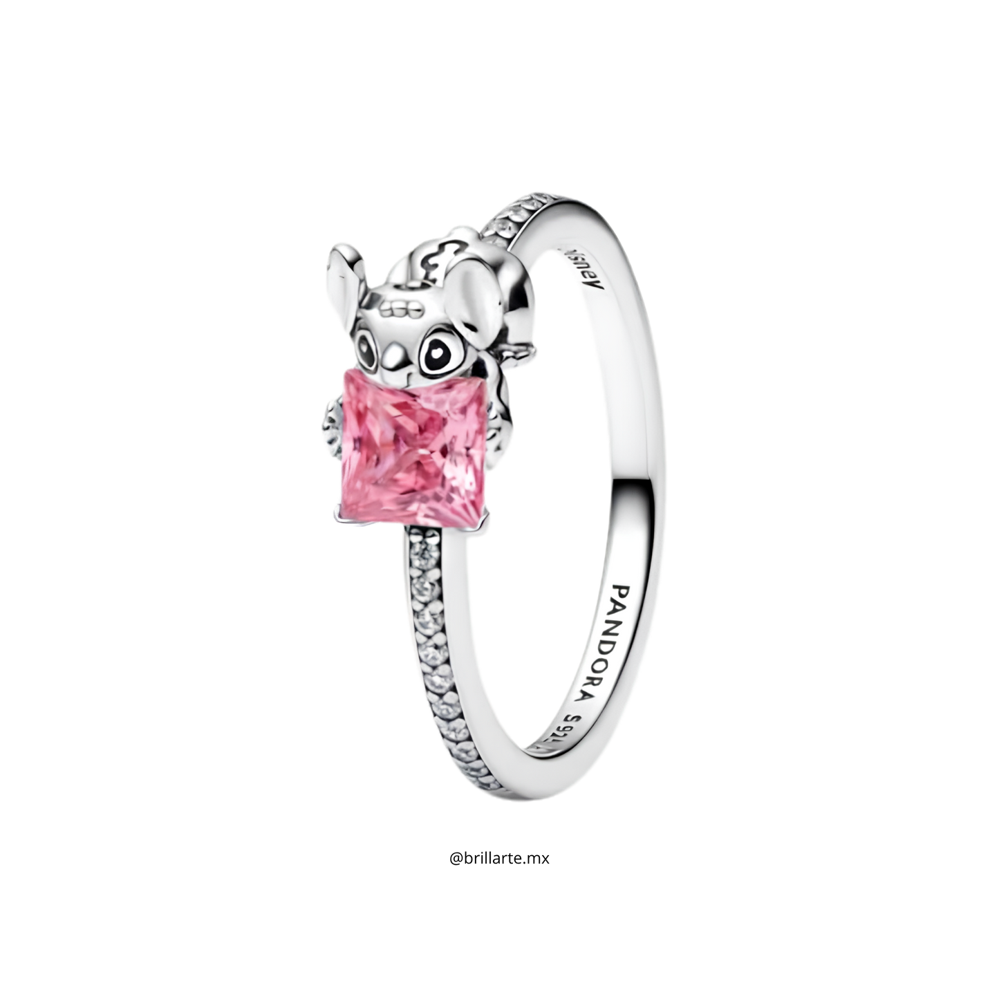 Anillo Stitch de Disney con Piedra Rosada