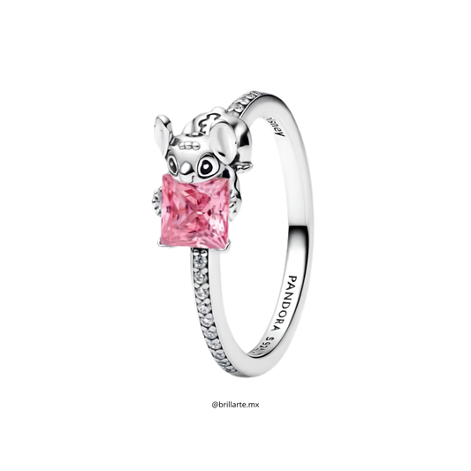 Anillo Stitch de Disney con Piedra Rosada