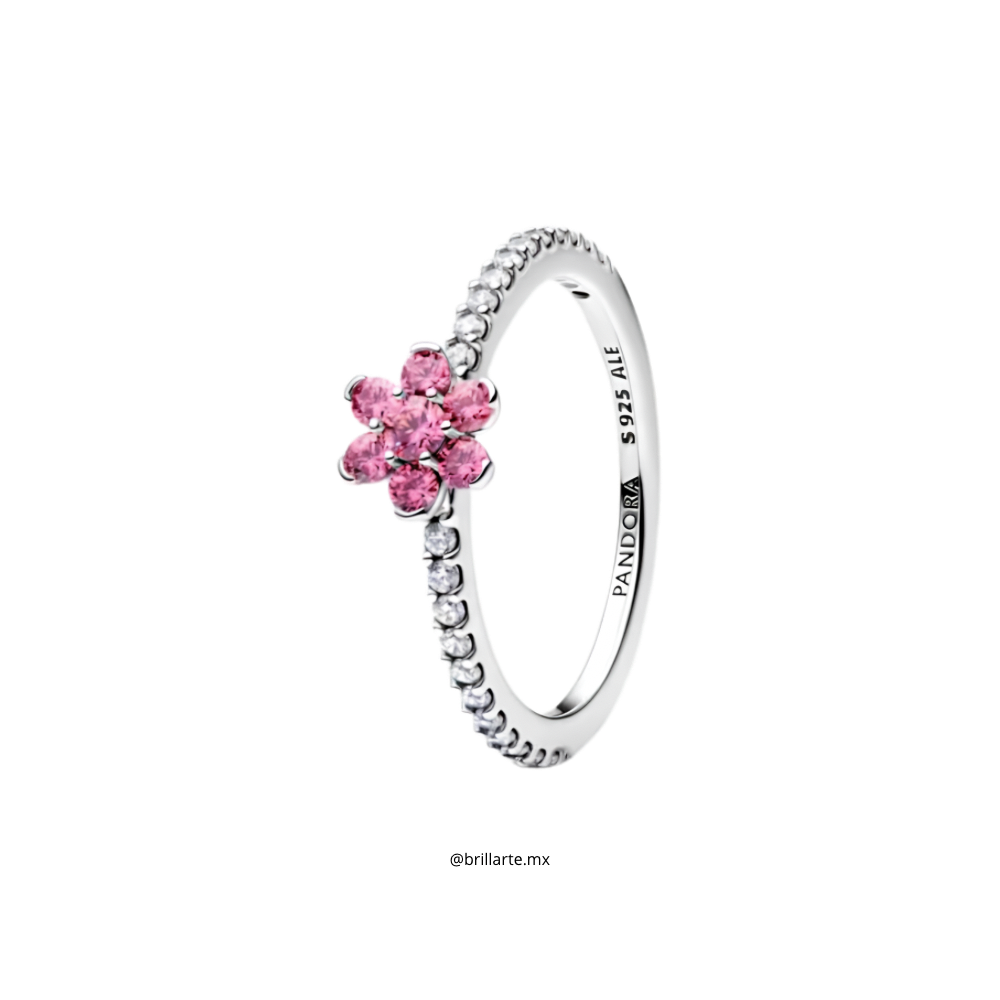 Anillo Margarita rosada reluciente