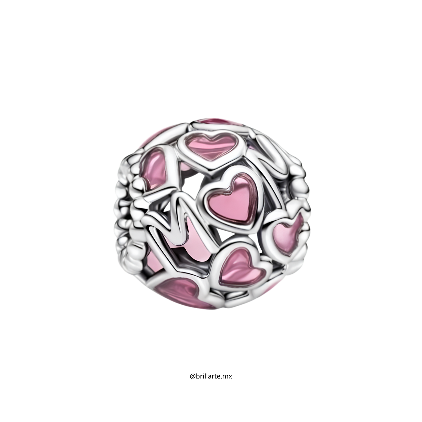 Charm Mamá y Corazones en Filigrana Rosa