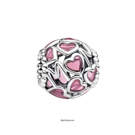 Charm Mamá y Corazones en Filigrana Rosa