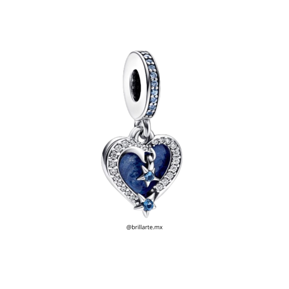 Charm doble estrella fugaz y corazones