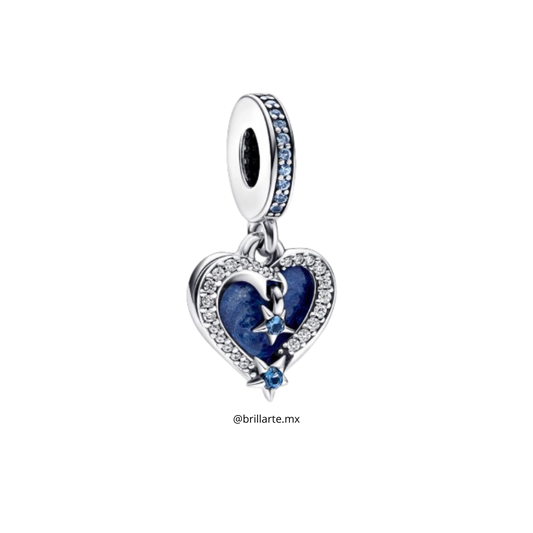 Charm doble estrella fugaz y corazones