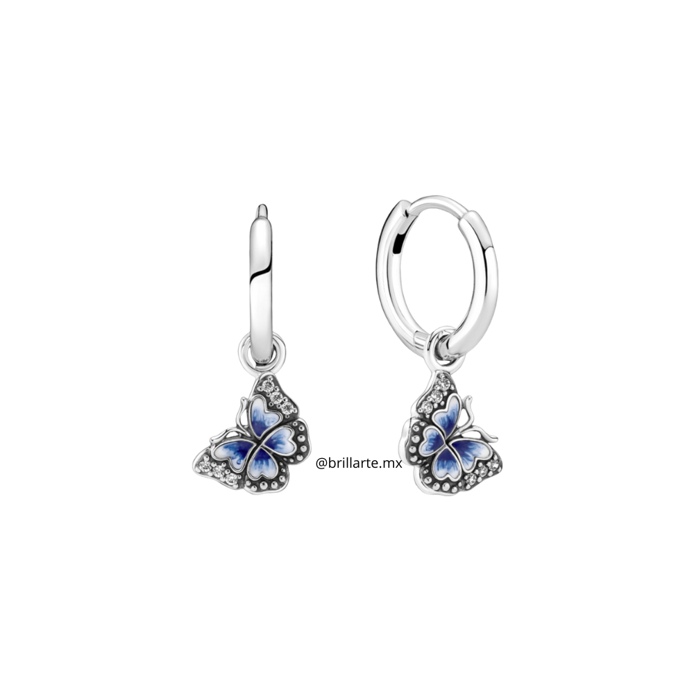 Aretes De Aro Mariposa Azul