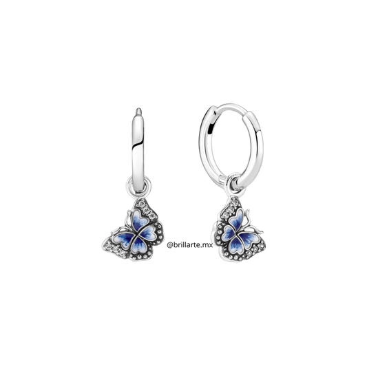 Aretes De Aro Mariposa Azul