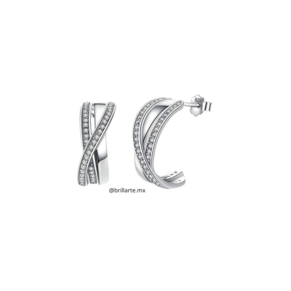 Aretes cruzados con circonias