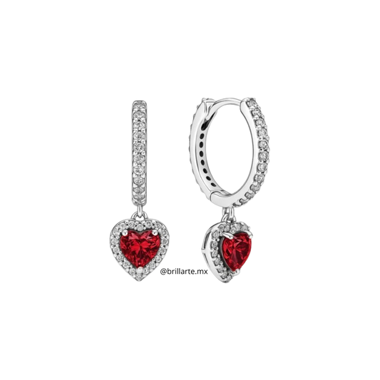 Aretes corazón rojo