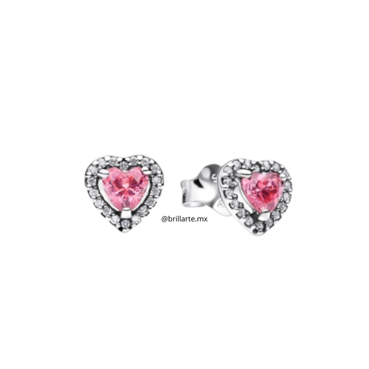 Aretes corazón rosa