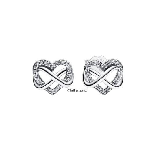 Aretes corazón infinito brillante