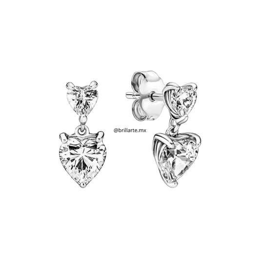 Aretes corazón doble